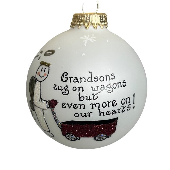 Heart Gifts by Teresa Handpainted Keepsake Grandson Round Cream New - Picture 1 of 7